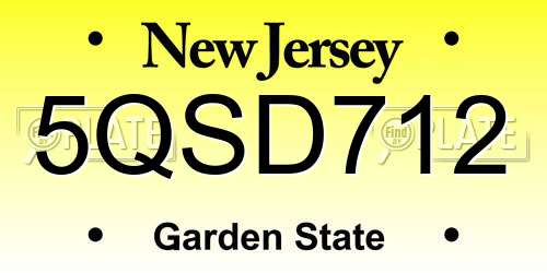 5QSD712 New Jersey License Plate