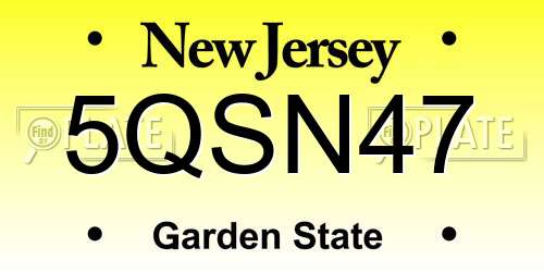 5QSN47 New Jersey License Plate
