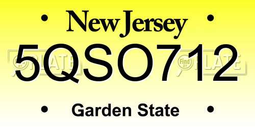 5QSO712 New Jersey License Plate