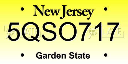 5QSO717 New Jersey License Plate