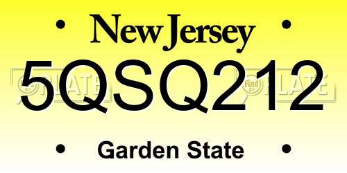 5QSQ212 New Jersey License Plate