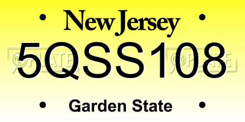 5QSS108 New Jersey License Plate