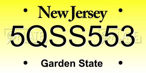 5QSS553 New Jersey License Plate
