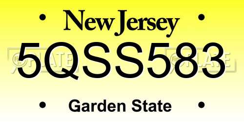 5QSS583 New Jersey License Plate