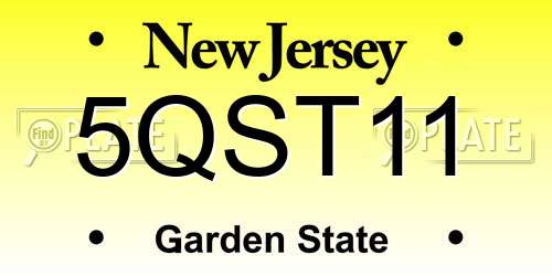 5QST11 New Jersey License Plate