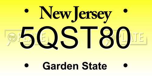 5QST80 New Jersey License Plate