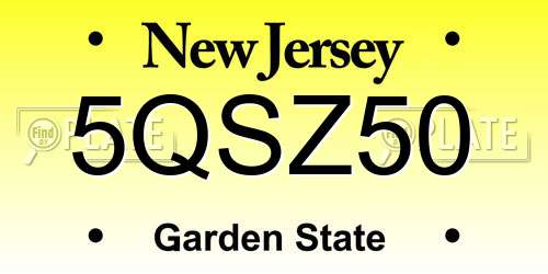 5QSZ50 New Jersey License Plate