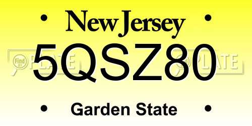 5QSZ80 New Jersey License Plate