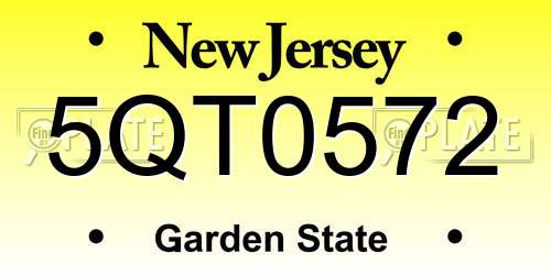 5QT0572 New Jersey License Plate