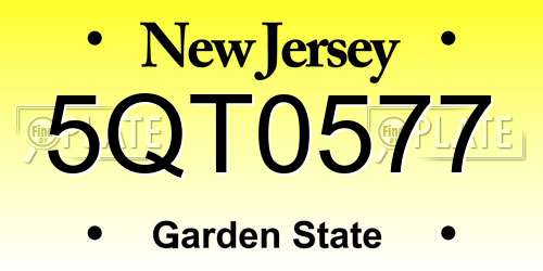 5QT0577 New Jersey License Plate