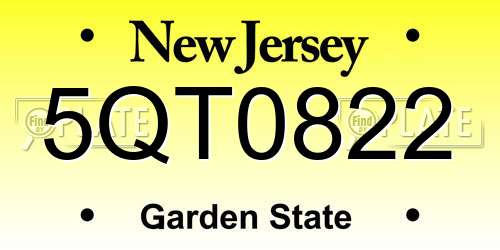 5QT0822 New Jersey License Plate