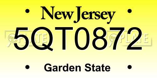 5QT0872 New Jersey License Plate