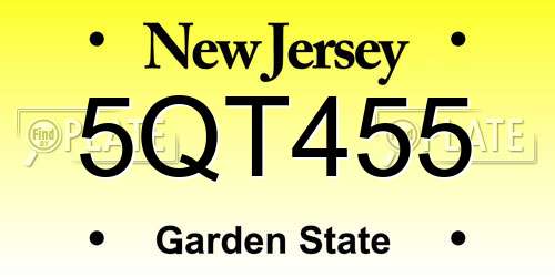 5QT455 New Jersey License Plate