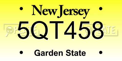 5QT458 New Jersey License Plate