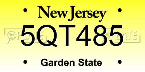 5QT485 New Jersey License Plate