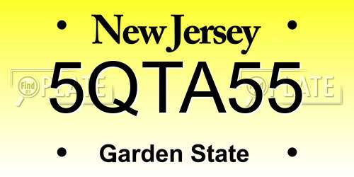 5QTA55 New Jersey License Plate