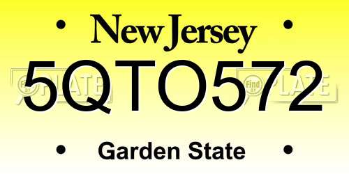5QTO572 New Jersey License Plate