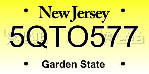 5QTO577 New Jersey License Plate