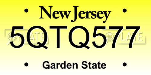 5QTQ577 New Jersey License Plate