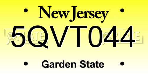5QVT044 New Jersey License Plate