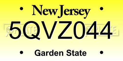 5QVZ044 New Jersey License Plate