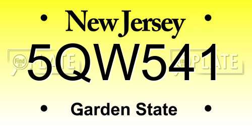 5QW541 New Jersey License Plate