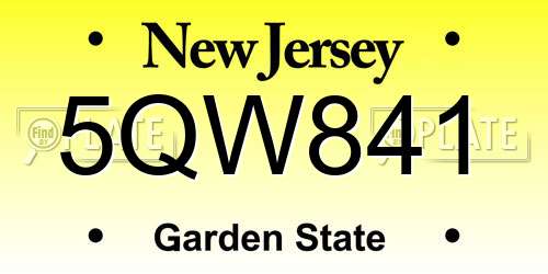 5QW841 New Jersey License Plate