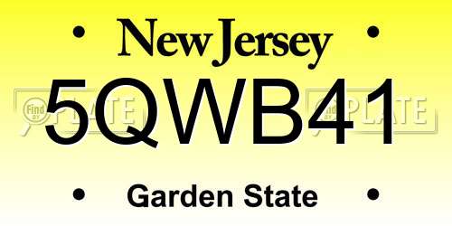 5QWB41 New Jersey License Plate