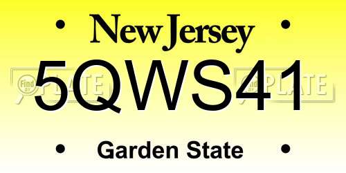 5QWS41 New Jersey License Plate