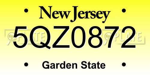 5QZ0872 New Jersey License Plate