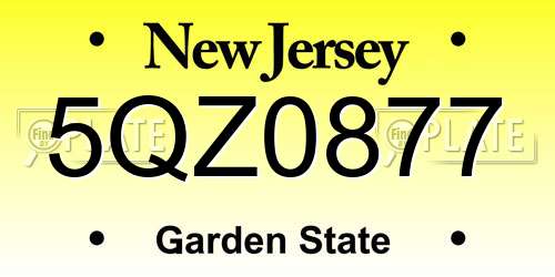 5QZ0877 New Jersey License Plate