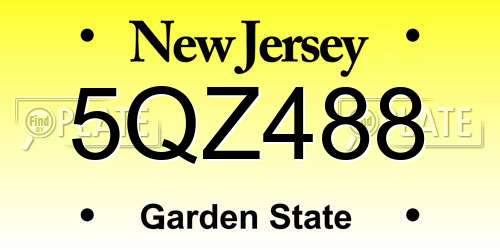 5QZ488 New Jersey License Plate
