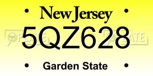5QZ628 New Jersey License Plate