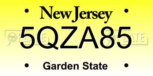 5QZA85 New Jersey License Plate