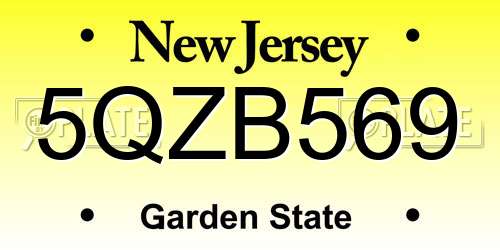 5QZB569 New Jersey License Plate