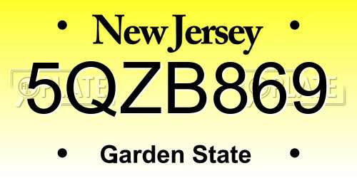 5QZB869 New Jersey License Plate