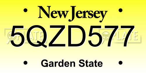 5QZD577 New Jersey License Plate