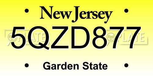 5QZD877 New Jersey License Plate