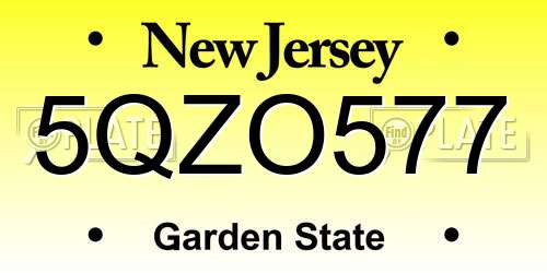 5QZO577 New Jersey License Plate