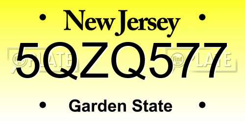 5QZQ577 New Jersey License Plate