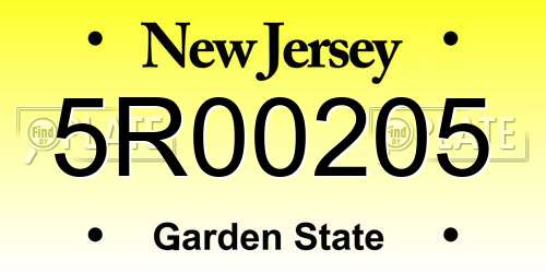 5R00205 New Jersey License Plate