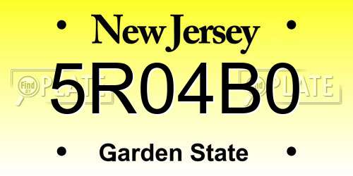 5R04B0 New Jersey License Plate