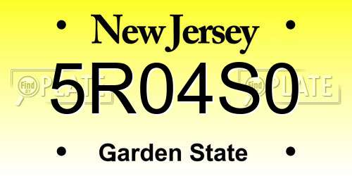5R04S0 New Jersey License Plate