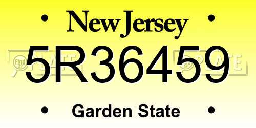 5R36459 New Jersey License Plate
