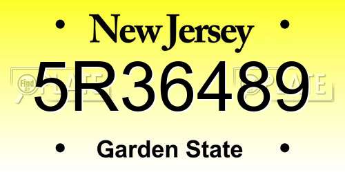 5R36489 New Jersey License Plate