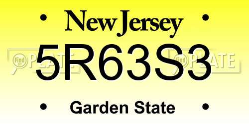 5R63S3 New Jersey License Plate