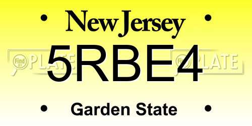 5RBE4 New Jersey License Plate