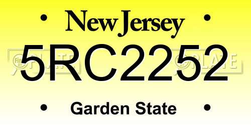 5RC2252 New Jersey License Plate