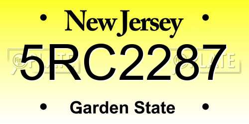 5RC2287 New Jersey License Plate