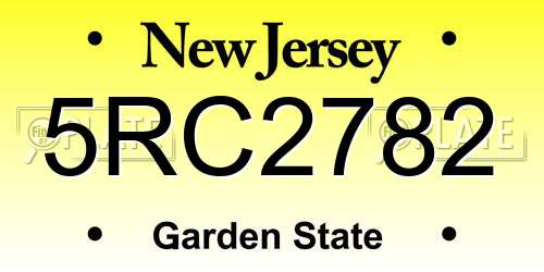 5RC2782 New Jersey License Plate